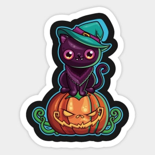 Ferociously Cute Halloween Vampire Witch Kitty Cat Sticker